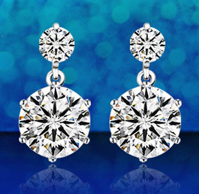 SS11005 S925 Silver Super Flash diamond earrings